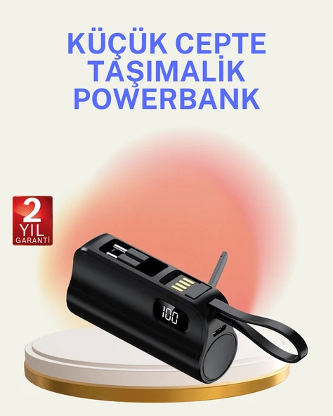 Dahili Konektörlü 20W Hızlı Şarj Mini Taşınabilir ürün görseli 1