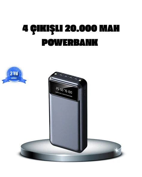 20000 Mah 4 Çıkışlı Hızlı Şarjlı Led Göstergeli ürün görseli 1