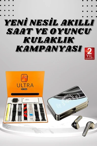 Aynalı Bluetooth Kulaklık 7 Kordonlu Akıllı Saat Dijital Göstergeli Uzun Pil Ömrü ürün görseli 1