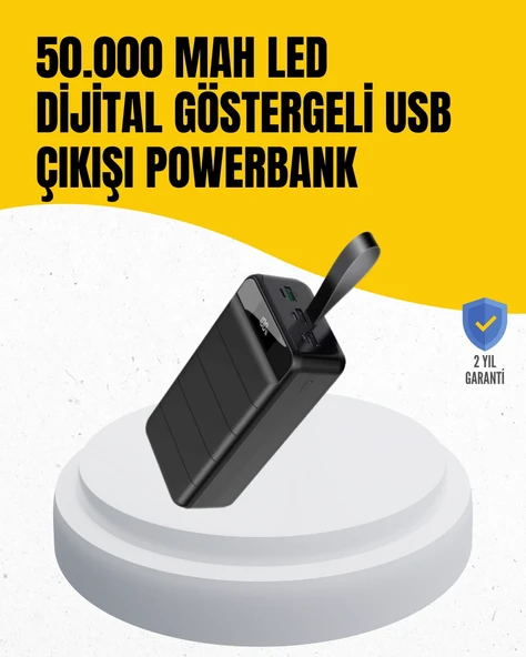 50.000 Mah Kapasiteli – Hızlı Şarj Destekli, 4 Usb Portlu, Led Işıklı Taşınabilir Deposu ürün görseli 1