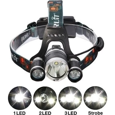 T6 Kafa Feneri 5000 Lumens 3Xcree Xm-T6+2R5 Lamba Led Kamp Lambası ürün görseli 1