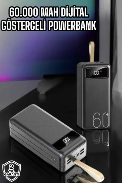 60.000 Mah Hızlı Şarj 4 Çıkışlı Uzun Şarj Süreli Dijital Göstergeli ürün görseli 1