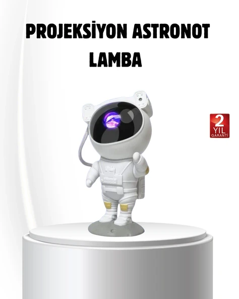 Bluetooth Müzikli Astronot Projeksiyon Lambası Yıldız Ay Efektli ürün görseli 1