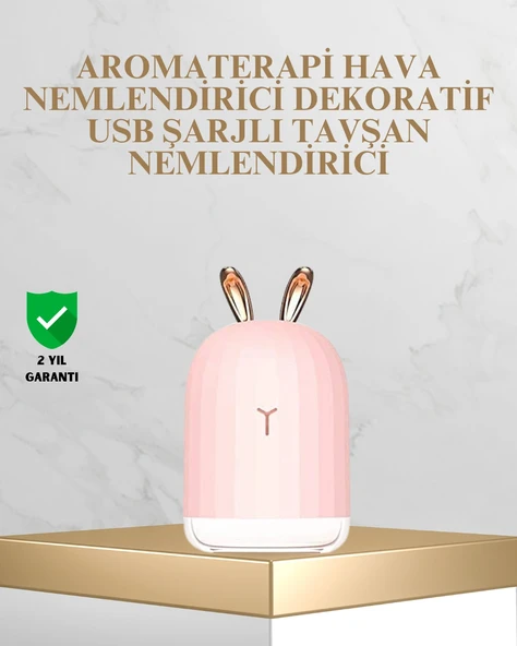 Tavşan Kulak Tasarımlı 200 Ml Usb Aroma Difüzör Hava Nemlendirici ürün görseli 1