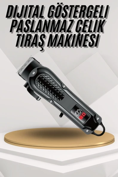 Dijital Profesyonel Kablosuz Saç Sakal Tıraş Makinası Sessiz Paslanmaz Çelik ürün görseli 1