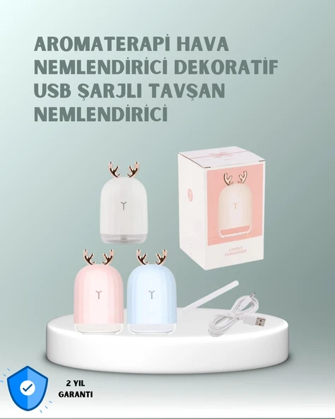 200 Ml Tavşan Kulaklı Ultrasonik Hava Nemlendirici Gece Lambası ürün görseli 1