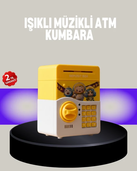 Sarı Şifreli Eğitici Çocuk Kumbarası Otomatik Girişli ürün görseli 1