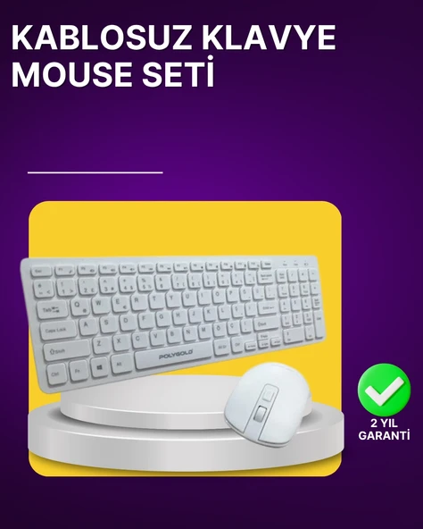 Kablosuz Klavye Mouse Seti - Ergonomik Tasarım, Sessiz Kullanım, Geniş Uyumluluk ürün görseli 1