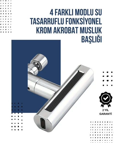 4 Modlu Musluk Başlığı | Şelale, Yağmur, Sprey, Köpük Akışı | Yüksek Basınç Performansı | Tasarım ürün görseli 1