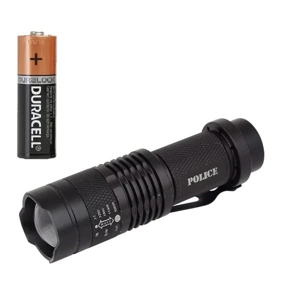 Cree Q5 Led Zoomlu Pilli Mini Feneri 14500 Pil İle Çalışma Özelliği ürün görseli 1