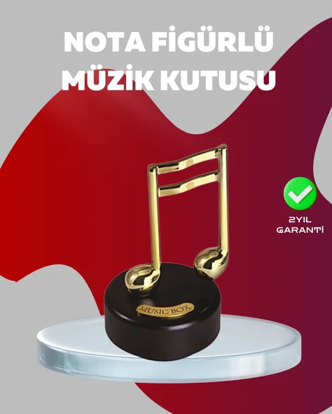 Altın Nota Figürlü Dönen Müzik Kutusu Dekoratif Music Box ürün görseli 1