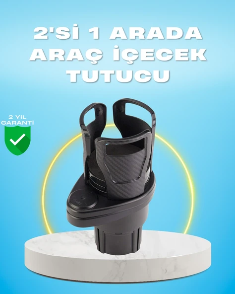 Çiftli Araba Bardak Tutucu Karbon Fiber Görünümlü 360° Ayarlı ürün görseli 1