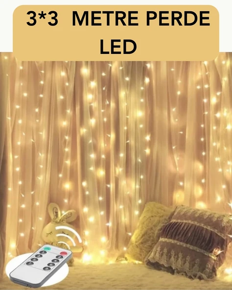 3X3 Metre Perde Led Işık – Parti Bahçe Dekorasyonu ürün görseli 1