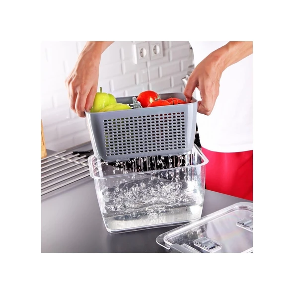 Lossa Süzgeçli Bölmeli Organizer Meyve Sebze Saklama Kabı 5 Lt ürün görseli 1