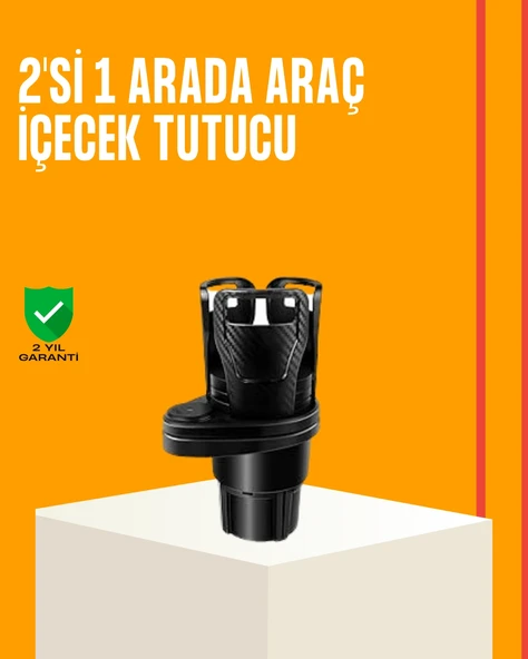 Oto Bardak Tutucu 360° Döner Çift Bölmeli Karbon Fiber Tasarım ürün görseli 1