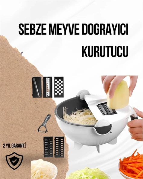 Döner Mekanizmalı Rende Bıçaklı Sebze Dilimleyici Seti ürün görseli 1