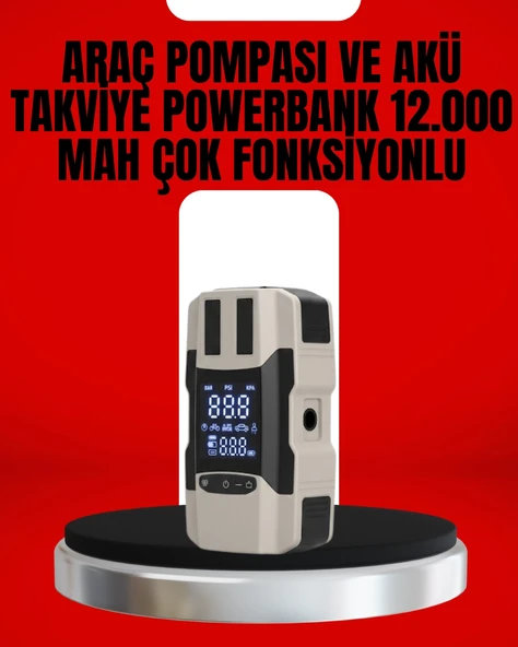 Dijital Ekranlı Araç Pompası Akü 12.000 Mah ürün görseli 1