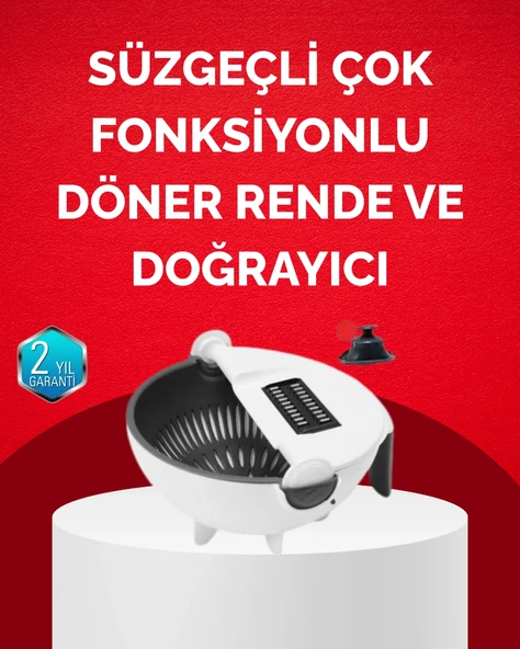 Döner Mekanizmalı Sebze Doğrayıcı Hazneli Rende ürün görseli 1