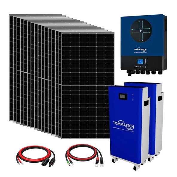 16x600W TopCon Güneş Paneli 11KVA İnverter 2x51.2V 280Ah Lityum Bataryalı Hazır Solar Enerji Paketi ürün görseli 1