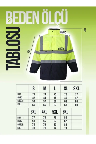 MaySafe Oxford Reflektörlü 5+1 Parka Mont Yüksek Görünürlüklü Mont İş Kabanı ürün görseli 1