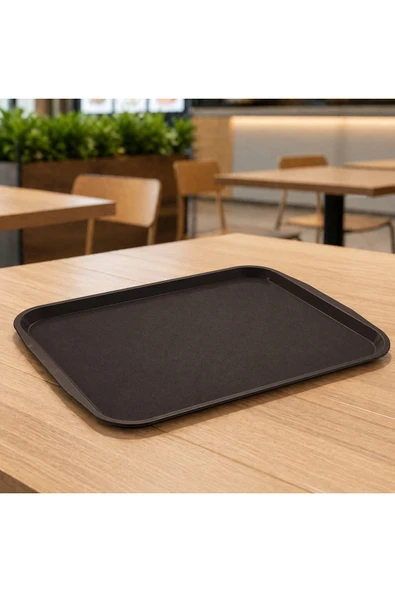 İstanbul Horeca 6 ADET ABS Servis Tepsisi Kaymaz Yüzeyli 37x53 cm Kahverengi Renk – Endüstriyel Kullanıma Uygun, Kırılmaz, BPA Free (7 Renk Seçenekli) ürün görseli 1