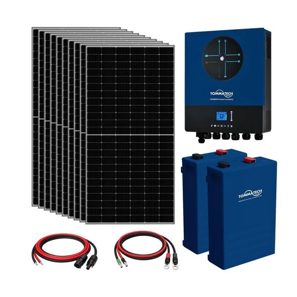 10x600W TopCon Güneş Paneli 11KVA İnverter 2x51.2V 100Ah Lityum Bataryalı Hazır Solar Enerji Paketi ürün görseli 1