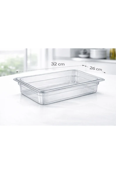 İstanbul Horeca 1/2 GN Şeffaf Polikarbon Gastronom Küvet 32x26 cm 10 Cm Derinlik ürün görseli 1