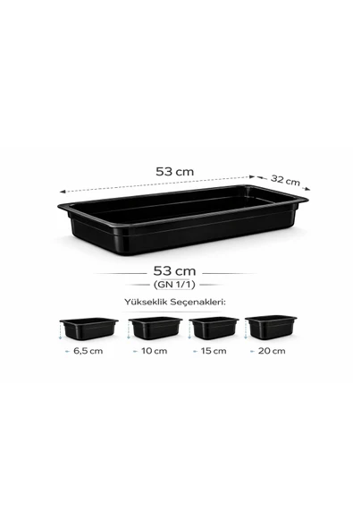 İstanbul Horeca 1/1 GN Siyah Polikarbon Gastronom Küvet 53x32 cm 20 Cm Derinlik ürün görseli 1