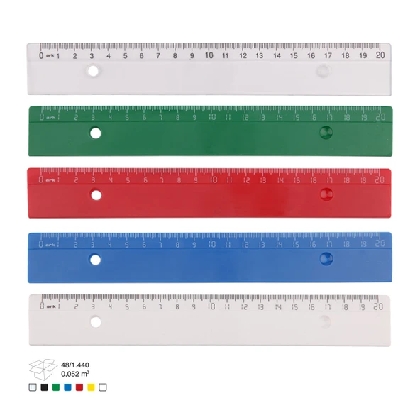 Ark 20 cm Şeffaf ve Opak Renkli Plastik Cetvel ürün görseli 1