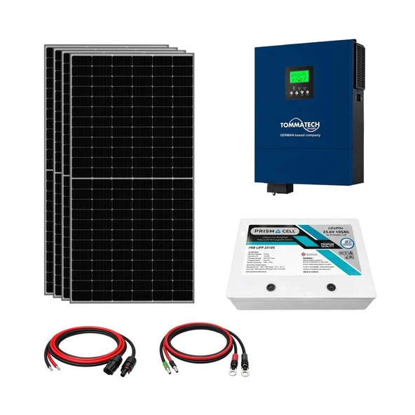 4x600W TopCon Güneş Paneli 4.2KVA İnverter 25.6V 105Ah Lityum Bataryalı Hazır Solar Enerji Paketi ürün görseli 1