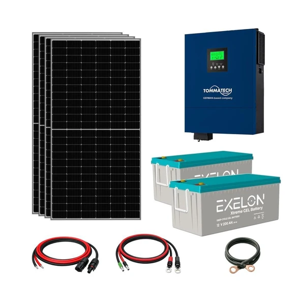 4x600W TopCon Güneş Paneli 4.2KVA İnverter 2x12V 200Ah Jel Akü Hazır Solar Enerji Paketi ürün görseli 1