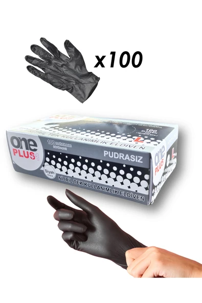 One Plus Nitril Eldiven Pudrasız Larc Siyah 100'lü Paket - Resim 2