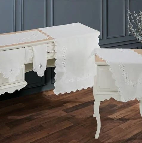 Nazik Home Doria Dantelli Leke Tutmaz 5 Parça Salon Oda Takımı Krem Standart ürün görseli 1