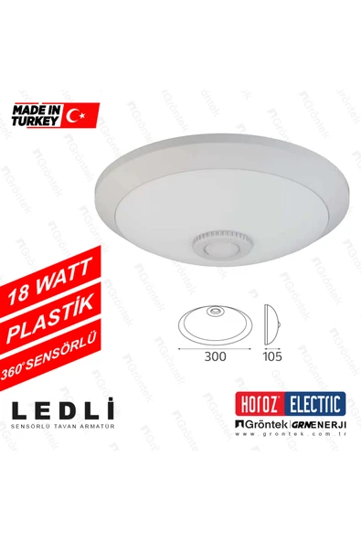 Horoz Elektrik LEDLİ 360 DERECE SENSÖRLÜ TAVAN ARMATÜR ürün görseli 1