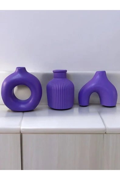 lambader Minimal Üçlü Süs Takım, Vazo, Ev Dekorasyon Ürünü, Hediyelik Ev Eşyası, Biblo Süs (10CM) ürün görseli 1