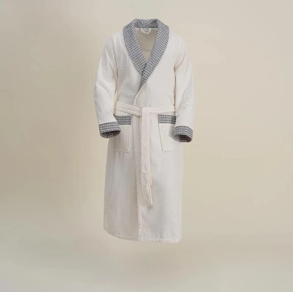 Ecocotton İzgi Erkek Bornoz %100 Organik Pamuk Jakarlı Siyah M ürün görseli 1
