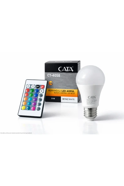 Cata CT-4058 Uzaktan Kumandalı RGB LED Ampul 9W E27, Renk Değiştiren ürün görseli 1