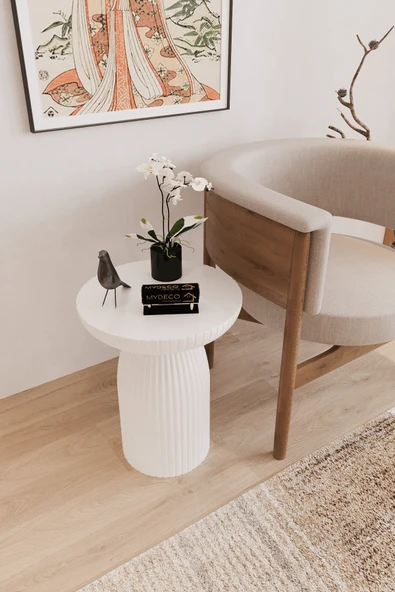 MYDECO TEKLİ BOHEM SEHPA & MANTAR SEHPA & ZİGON SEHPA & BEYAZ ürün görseli 1
