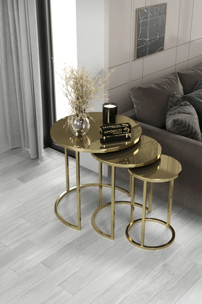 LİV ÇELİK KAPI AKSESUARLARI Gold Bronz Aynalı Zigon Sehpa ürün görseli 1