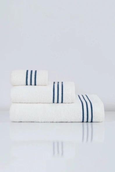 Nazik Home Zen Çizgi Nakışlı Havlu İndigo 90X150 ürün görseli 1