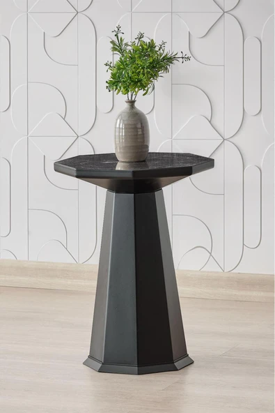 MYDECO TEKLİ BOHEM SEHPA & MANTAR SEHPA & ZİGON SEHPA ELEGANCE MODEL & SİYAH - SİYAH MERMER DESEN SUNTA ürün görseli 1