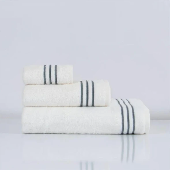 Nazik Home Zen Çizgi Nakışlı Havlu Antrasit 90X150 ürün görseli 1