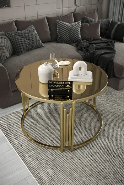 home plus mobilya Piyano Gold Bronz Tekli Orta Sehpa Takımı ürün görseli 1