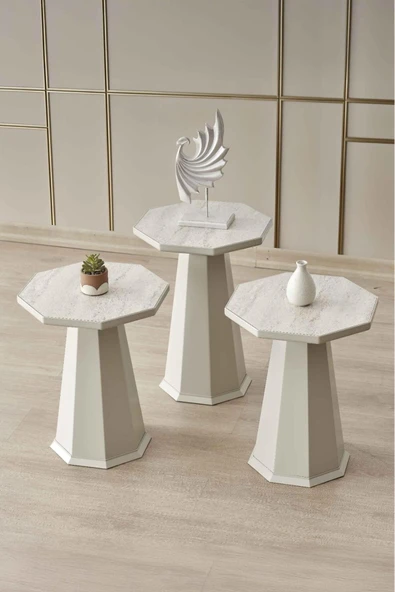 MYDECO 3' LÜ BOHEM SEHPA & MANTAR SEHPA & ZİGON SEHPA ELEGANCE MODEL & KUMTAŞI - TRAVERTEN SUNTA ürün görseli 1