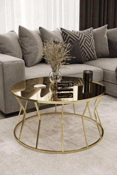 MYDECO Kum Saati Orta Sehpa Gold Kaplama Bronz Ayna ürün görseli 1