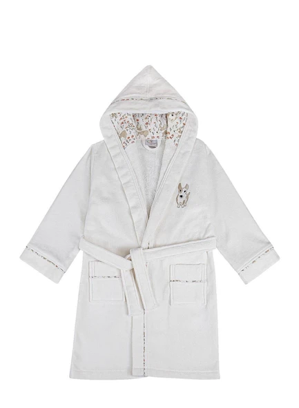 Ecocotton Dagi Erkek Çocuk Bornoz %100 Organik Pamuk Nakışlı Ekru 3-4 Yaş ürün görseli 1