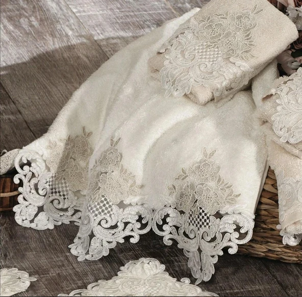 Nazik Home Firuze Havlu Krem 90X150 ürün görseli 1