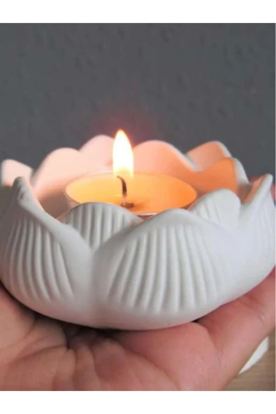 lambader Lotus Alçı Şamdan Çiçek Mumluk ürün görseli 1