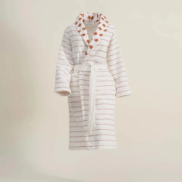 Ecocotton İmre Kadın Bornoz %100 Organik Pamuk Jakarlı Kiremit XL ürün görseli 1