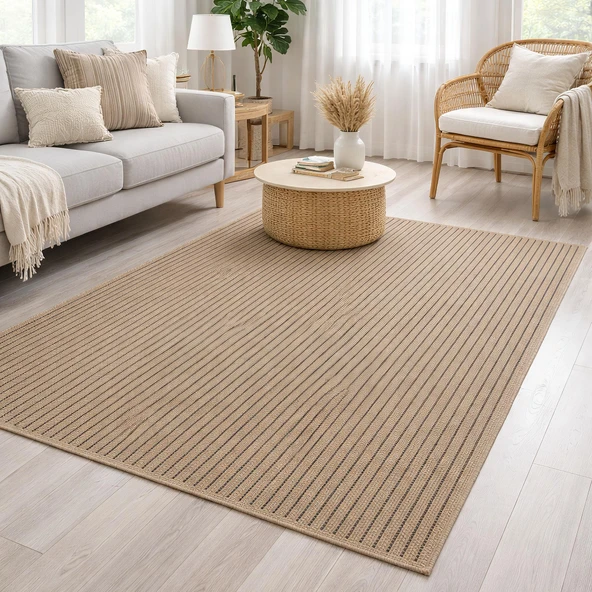 Avanos Modern Kahve Hasır Dokuma Jüt Sisal Kilim Yıkanabilir Balkon Bahçe Mutfak Halı 8042A ürün görseli 1